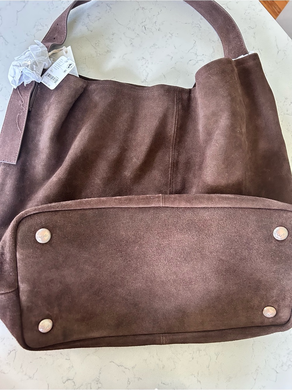 NWT We The Free Honor Suede Tote Boho Slouchy Hobo Bag in Espresso - Picture 13 of 16